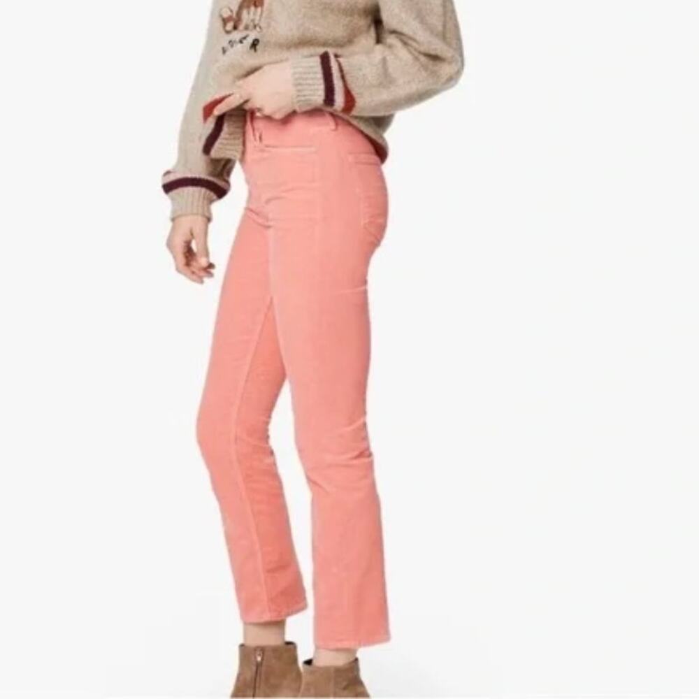 MOTHER The Midrise Dazzler Ankle Hopscotch Corduroy Pants Petal Pink Eraser 24
